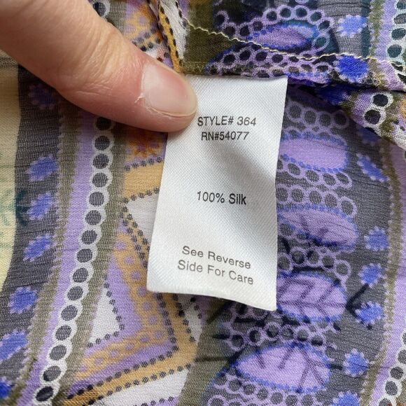 CAbi Silk Top Tunic Cover Up M Multicolor Floral Marrakech Moroccan Beach Resort - Picture 6 of 6